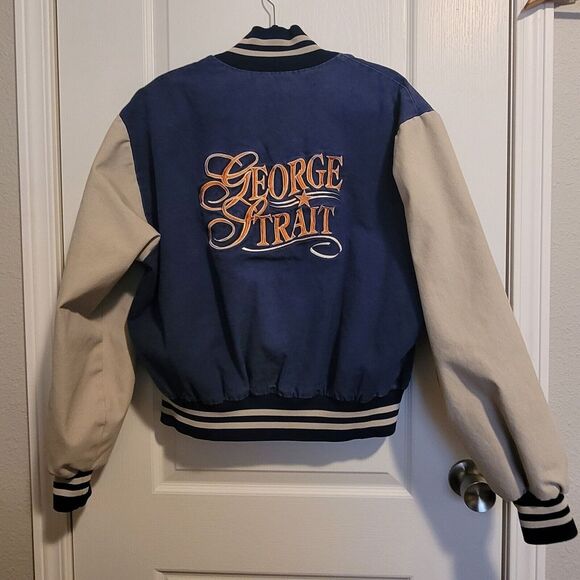 VTG George Strait Denim Varsity Jacket Sz XL - Picture 4 of 9
